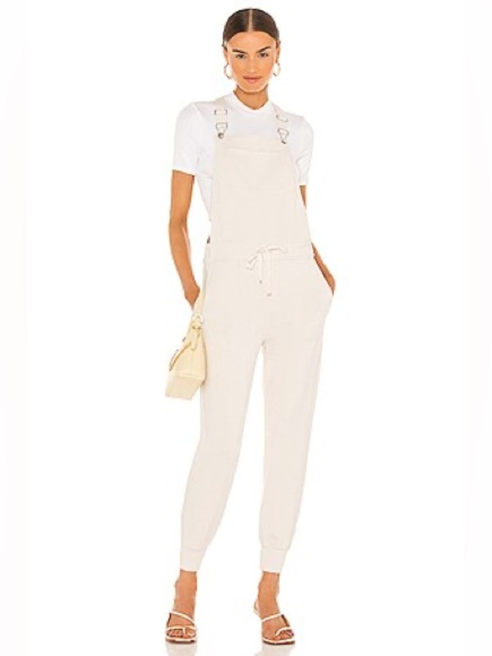 Cami Nyc Ryan Overall Joggers In Cream Size Small French Terry Cotton Fabric
